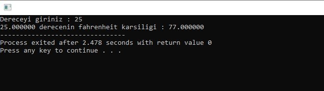 C Programlama Dereceyi Fahrenheit'e Dönüştürme Örneği