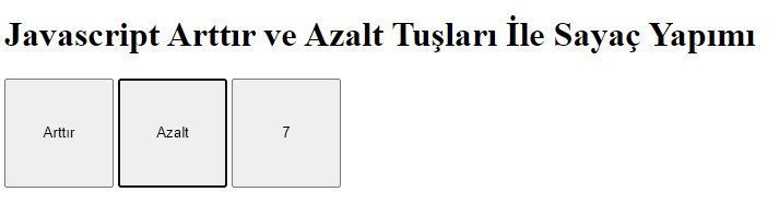 Javascript Arttır ve Azalt Butonları İle Sayaç Örneği 