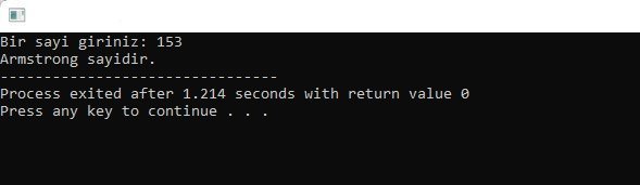 C Programlama Armstrong Sayısı Bulma Örneği