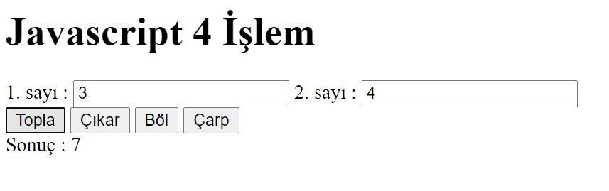 Javascript 4 İşlem Yapan Program