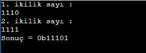 Python İki İkilik Sayıyı Toplayan Program